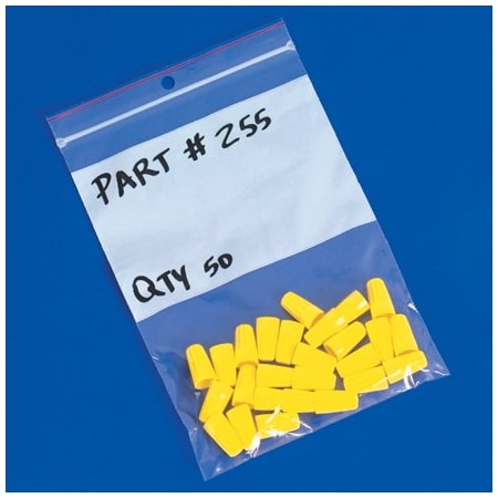 Bsc Preferred 9 x 12'' - 4 Mil Minigrip White Block Reclosable Poly Bags w/ Hang Holes, 1000PK BUY00029049